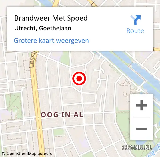 Locatie op kaart van de 112 melding: Brandweer Met Spoed Naar Utrecht, Goethelaan op 31 maart 2015 17:47