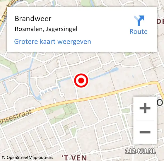 Locatie op kaart van de 112 melding: Brandweer Rosmalen, Jagersingel op 31 maart 2015 17:49