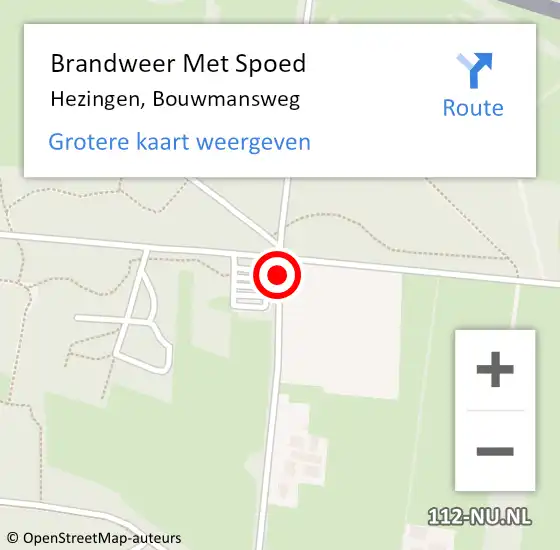 Locatie op kaart van de 112 melding: Brandweer Met Spoed Naar Hezingen, Bouwmansweg op 31 maart 2015 17:49