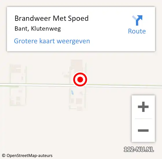 Locatie op kaart van de 112 melding: Brandweer Met Spoed Naar Bant, Klutenweg op 31 maart 2015 18:10