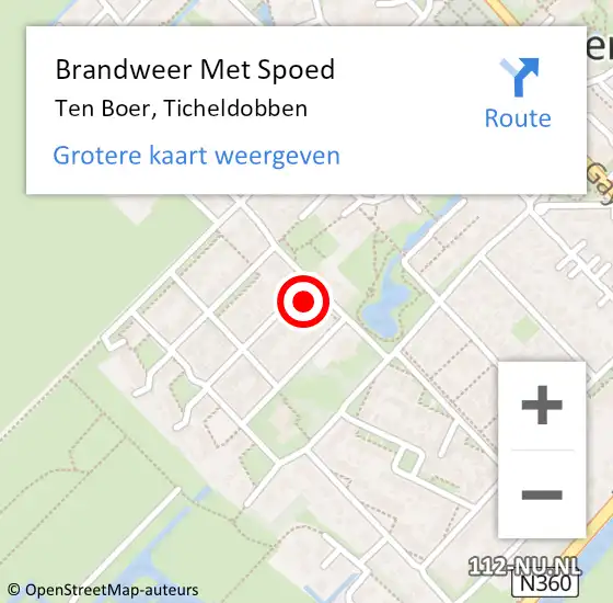 Locatie op kaart van de 112 melding: Brandweer Met Spoed Naar Ten Boer, Ticheldobben op 31 maart 2015 18:17