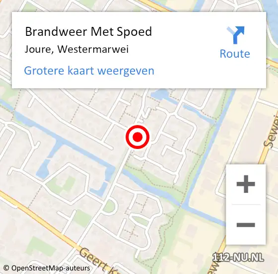 Locatie op kaart van de 112 melding: Brandweer Met Spoed Naar Joure, Westermarwei op 31 maart 2015 18:18