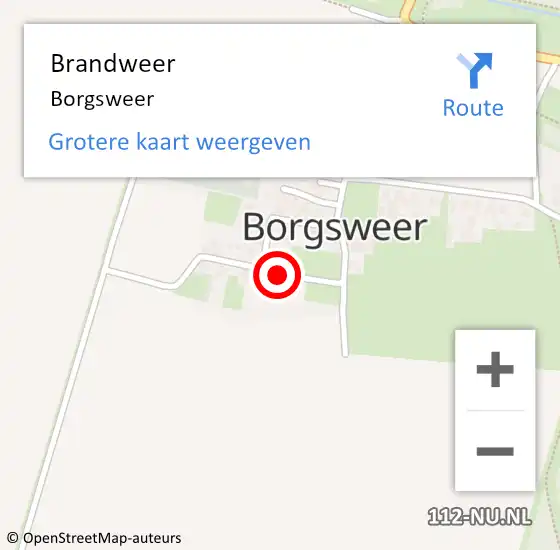 Locatie op kaart van de 112 melding: Brandweer Borgsweer op 31 maart 2015 18:35