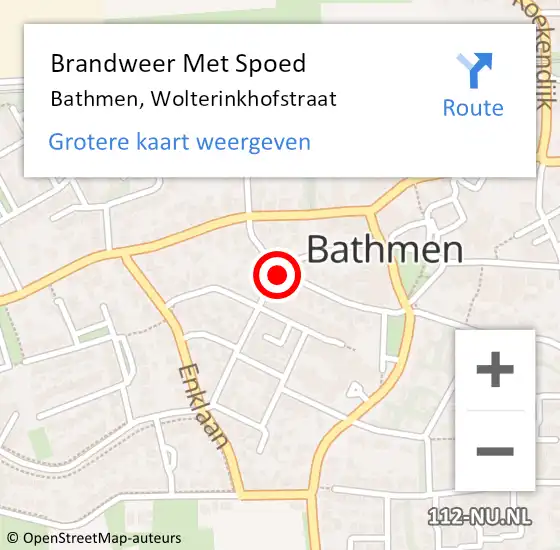 Locatie op kaart van de 112 melding: Brandweer Met Spoed Naar Bathmen, Wolterinkhofstraat op 31 maart 2015 18:38