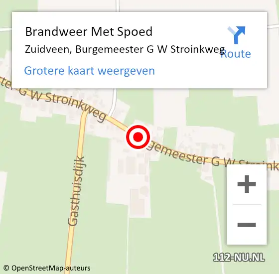 Locatie op kaart van de 112 melding: Brandweer Met Spoed Naar Zuidveen, Burgemeester G W Stroinkweg op 31 maart 2015 18:49