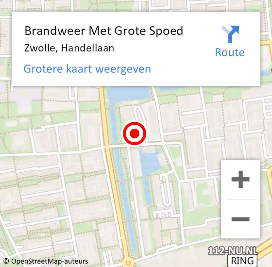 Locatie op kaart van de 112 melding: Brandweer Met Grote Spoed Naar Zwolle, Handellaan op 31 maart 2015 18:54