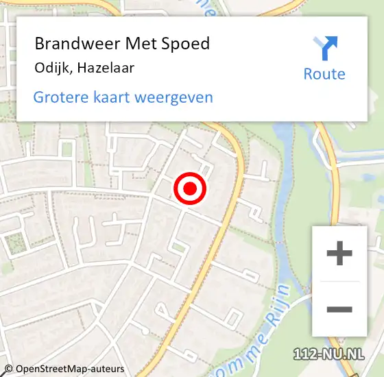 Locatie op kaart van de 112 melding: Brandweer Met Spoed Naar Odijk, Hazelaar op 3 november 2013 16:15