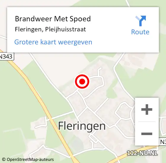 Locatie op kaart van de 112 melding: Brandweer Met Spoed Naar Fleringen, Pleijhuisstraat op 31 maart 2015 19:03