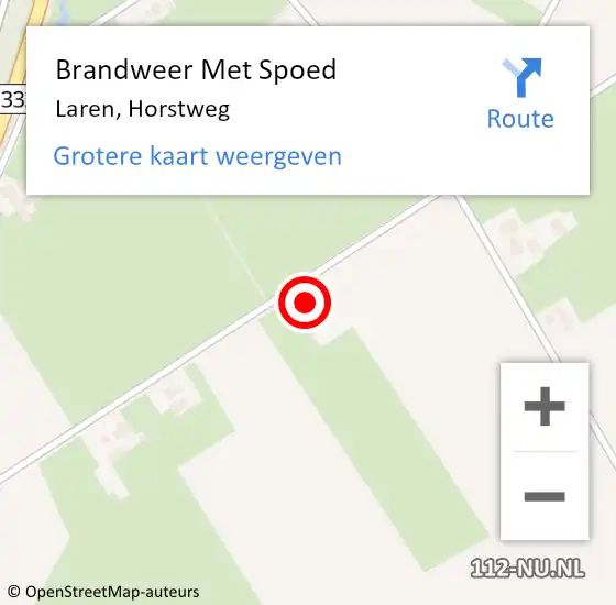 Locatie op kaart van de 112 melding: Brandweer Met Spoed Naar Laren, Horstweg op 31 maart 2015 19:08