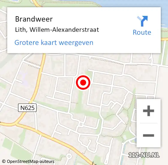 Locatie op kaart van de 112 melding: Brandweer Lith, Willem-Alexanderstraat op 31 maart 2015 19:10