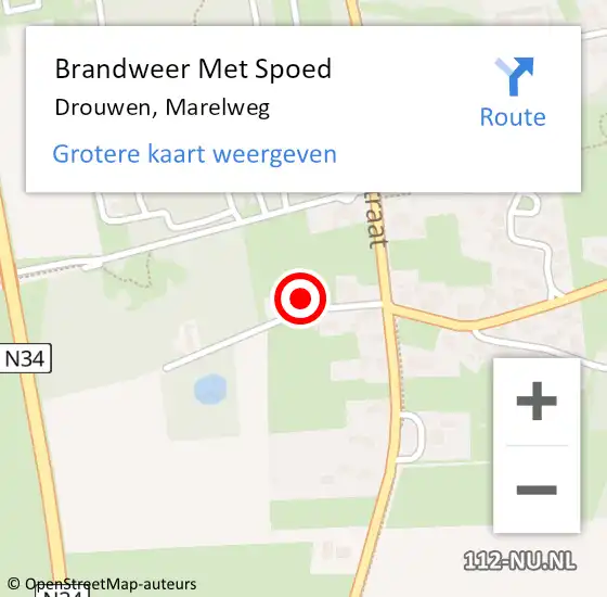 Locatie op kaart van de 112 melding: Brandweer Met Spoed Naar Drouwen, Marelweg op 31 maart 2015 19:12