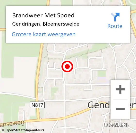 Locatie op kaart van de 112 melding: Brandweer Met Spoed Naar Gendringen, Bloemersweide op 31 maart 2015 19:15