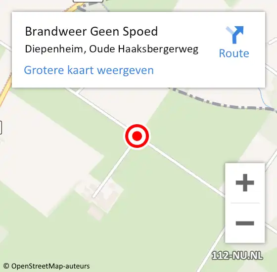 Locatie op kaart van de 112 melding: Brandweer Geen Spoed Naar Diepenheim, Oude Haaksbergerweg op 31 maart 2015 19:16