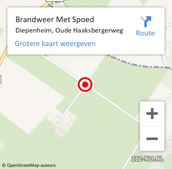 Locatie op kaart van de 112 melding: Brandweer Met Spoed Naar Diepenheim, Oude Haaksbergerweg op 31 maart 2015 19:23