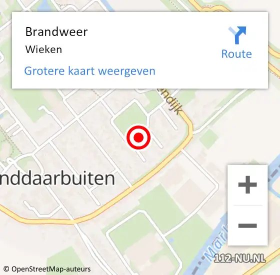 Locatie op kaart van de 112 melding: Brandweer Wieken op 31 maart 2015 19:46