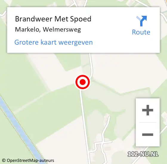 Locatie op kaart van de 112 melding: Brandweer Met Spoed Naar Markelo, Welmersweg op 31 maart 2015 19:47