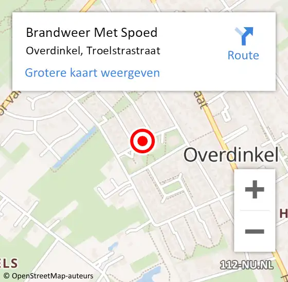 Locatie op kaart van de 112 melding: Brandweer Met Spoed Naar Overdinkel, Troelstrastraat op 31 maart 2015 19:48