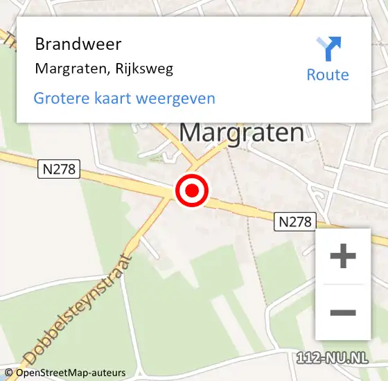 Locatie op kaart van de 112 melding: Brandweer Margraten, Rijksweg op 31 maart 2015 20:07