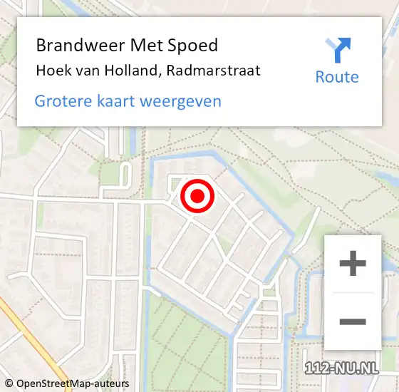 Locatie op kaart van de 112 melding: Brandweer Met Spoed Naar Hoek van Holland, Radmarstraat op 31 maart 2015 20:08