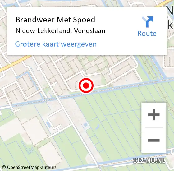 Locatie op kaart van de 112 melding: Brandweer Met Spoed Naar Nieuw-Lekkerland, Venuslaan op 31 maart 2015 20:14