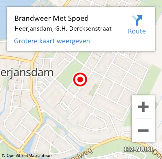 Locatie op kaart van de 112 melding: Brandweer Met Spoed Naar Heerjansdam, G.H. Dercksenstraat op 31 maart 2015 20:31