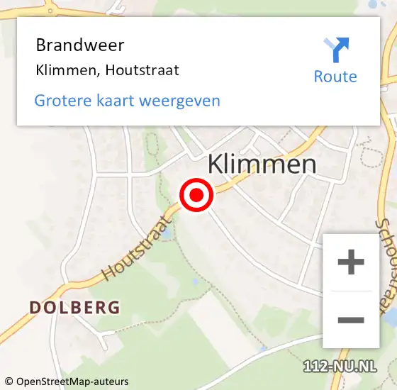 Locatie op kaart van de 112 melding: Brandweer Klimmen, Houtstraat op 31 maart 2015 20:42