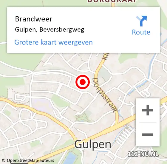 Locatie op kaart van de 112 melding: Brandweer Gulpen, Beversbergweg op 31 maart 2015 20:43