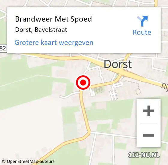 Locatie op kaart van de 112 melding: Brandweer Met Spoed Naar Dorst, Bavelstraat op 31 maart 2015 20:53