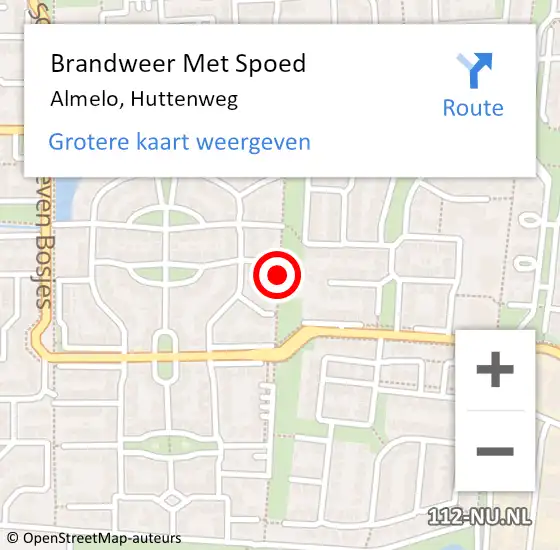 Locatie op kaart van de 112 melding: Brandweer Met Spoed Naar Almelo, Huttenweg op 31 maart 2015 21:08