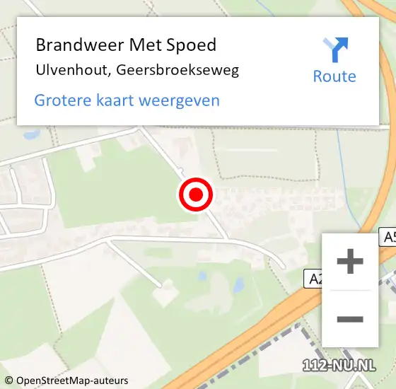 Locatie op kaart van de 112 melding: Brandweer Met Spoed Naar Ulvenhout, Geersbroekseweg op 31 maart 2015 21:48