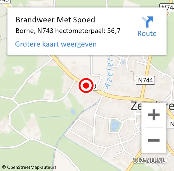 Locatie op kaart van de 112 melding: Brandweer Met Spoed Naar Borne, N743 hectometerpaal: 56,7 op 3 november 2013 16:55
