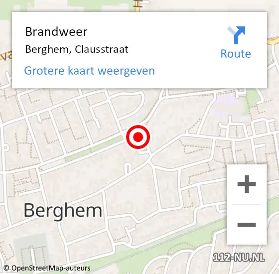Locatie op kaart van de 112 melding: Brandweer Berghem, Clausstraat op 31 maart 2015 22:00