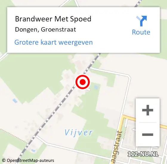 Locatie op kaart van de 112 melding: Brandweer Met Spoed Naar Dongen, Groenstraat op 31 maart 2015 22:07