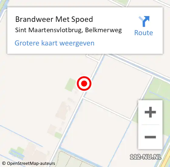 Locatie op kaart van de 112 melding: Brandweer Met Spoed Naar Sint Maartensvlotbrug, Belkmerweg op 3 november 2013 16:59