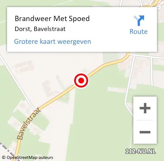 Locatie op kaart van de 112 melding: Brandweer Met Spoed Naar Dorst, Bavelstraat op 31 maart 2015 22:35