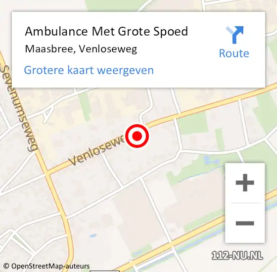 Locatie op kaart van de 112 melding: Ambulance Met Grote Spoed Naar Maasbree, Venloseweg op 31 maart 2015 22:45