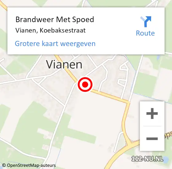 Locatie op kaart van de 112 melding: Brandweer Met Spoed Naar Vianen, Koebaksestraat op 31 maart 2015 23:15