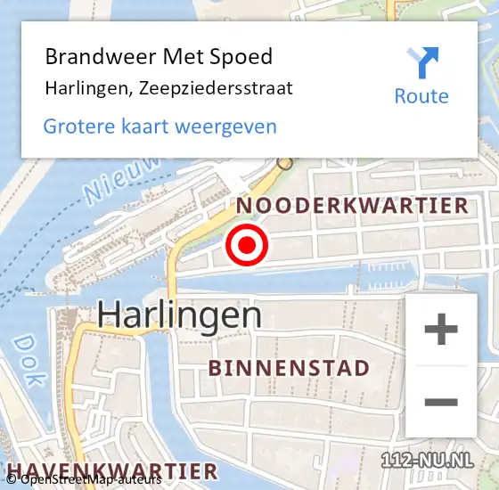 Locatie op kaart van de 112 melding: Brandweer Met Spoed Naar Harlingen, Zeepziedersstraat op 31 maart 2015 23:38