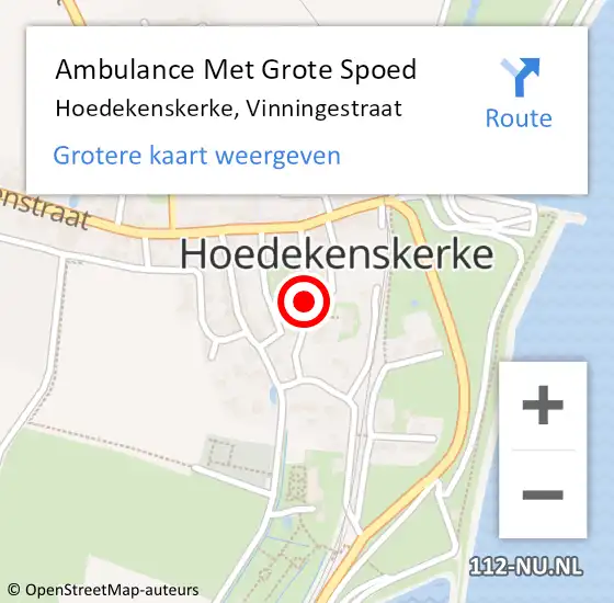 Locatie op kaart van de 112 melding: Ambulance Met Grote Spoed Naar Hoedekenskerke, Vinningestraat op 31 maart 2015 23:54