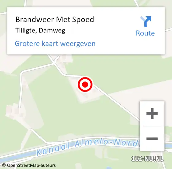 Locatie op kaart van de 112 melding: Brandweer Met Spoed Naar Tilligte, Damweg op 1 april 2015 00:12