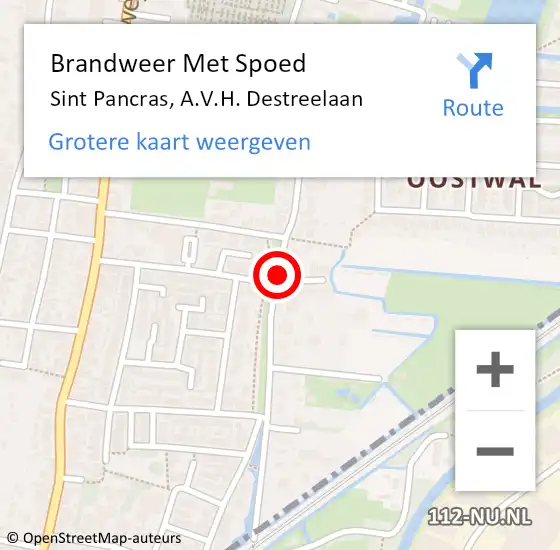 Locatie op kaart van de 112 melding: Brandweer Met Spoed Naar Sint Pancras, A.V.H. Destreelaan op 3 november 2013 17:13