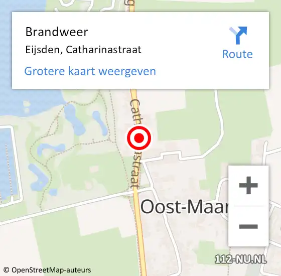 Locatie op kaart van de 112 melding: Brandweer Eijsden, Catharinastraat op 1 april 2015 02:23