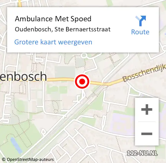 Locatie op kaart van de 112 melding: Ambulance Met Spoed Naar Oudenbosch, Ste Bernaertsstraat op 1 april 2015 06:53