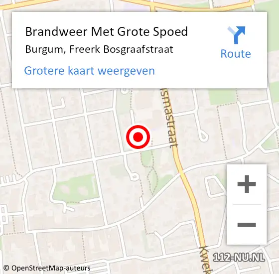 Locatie op kaart van de 112 melding: Brandweer Met Grote Spoed Naar Burgum, Freerk Bosgraafstraat op 1 april 2015 07:45