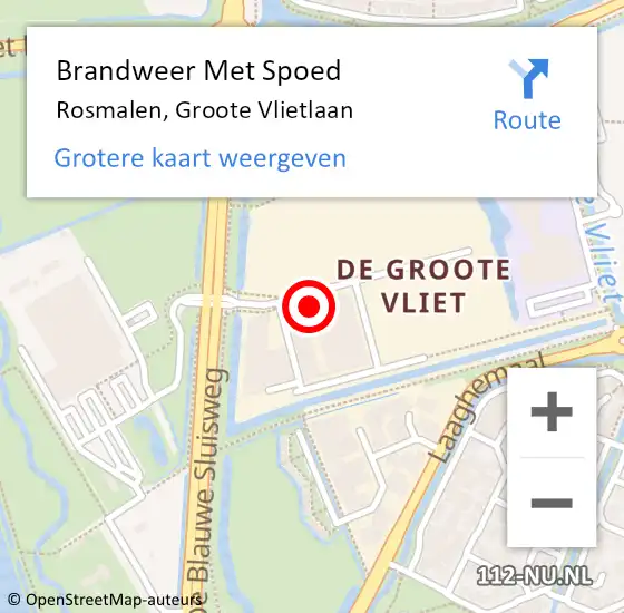 Locatie op kaart van de 112 melding: Brandweer Met Spoed Naar Rosmalen, Groote Vlietlaan op 1 april 2015 09:42