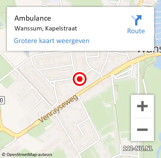 Locatie op kaart van de 112 melding: Ambulance Wanssum, Kapelstraat op 3 november 2013 17:52