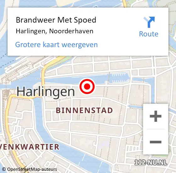 Locatie op kaart van de 112 melding: Brandweer Met Spoed Naar Harlingen, Noorderhaven op 1 april 2015 11:05