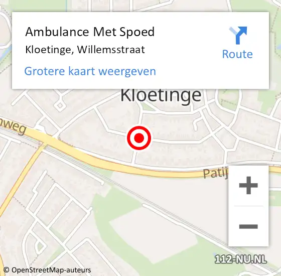 Locatie op kaart van de 112 melding: Ambulance Met Spoed Naar Kloetinge, Willemsstraat op 1 april 2015 11:57