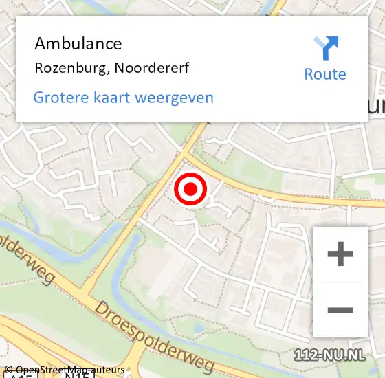 Locatie op kaart van de 112 melding: Ambulance Rozenburg, Noordererf op 1 april 2015 12:55
