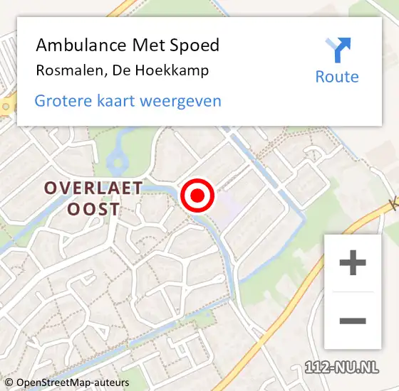 Locatie op kaart van de 112 melding: Ambulance Met Spoed Naar Rosmalen, De Hoekkamp op 1 april 2015 13:35